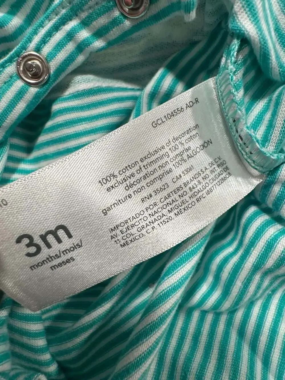 Carter’s Baby Girl Lemon Print Striped Cotton Romper NWT Size 3 Months